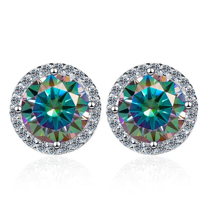Moissanite Stud Earrings 0.8ct D Color 925 Sterling Silver 18K White Gold