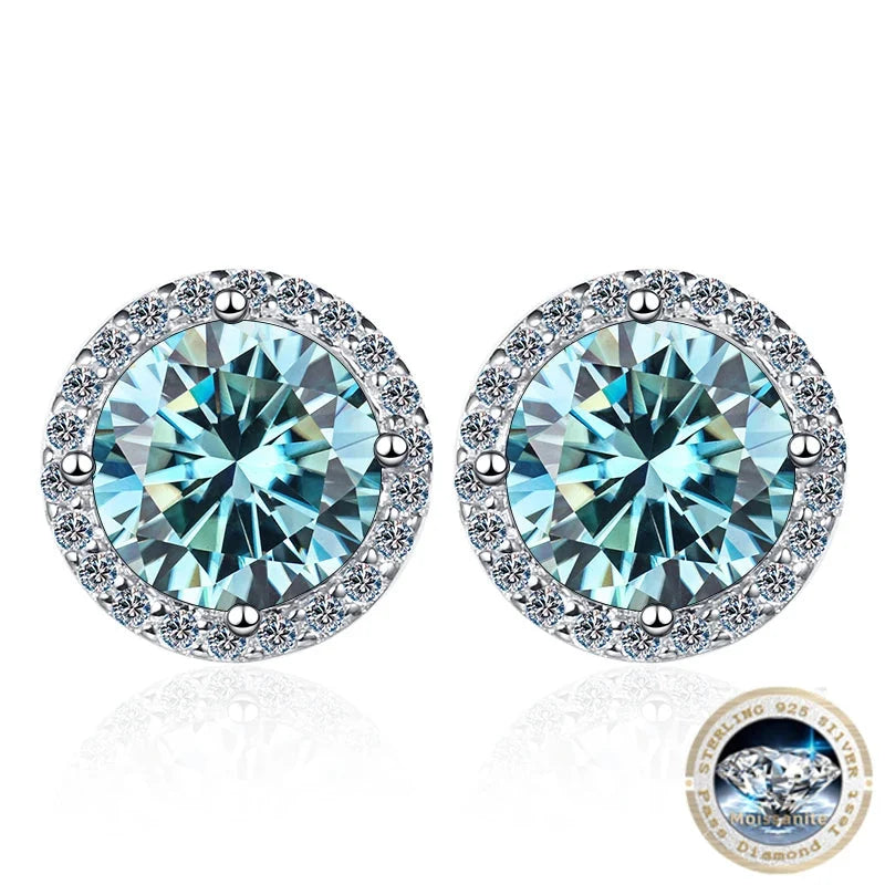 Moissanite Stud Earrings 0.8ct D Color 925 Sterling Silver 18K White Gold