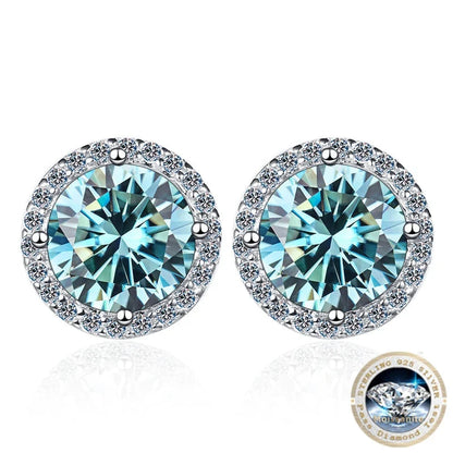 Moissanite Stud Earrings 0.8ct D Color 925 Sterling Silver 18K White Gold