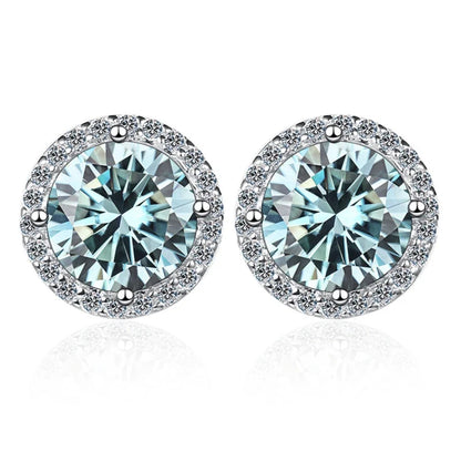 Moissanite Stud Earrings 0.8ct D Color 925 Sterling Silver 18K White Gold
