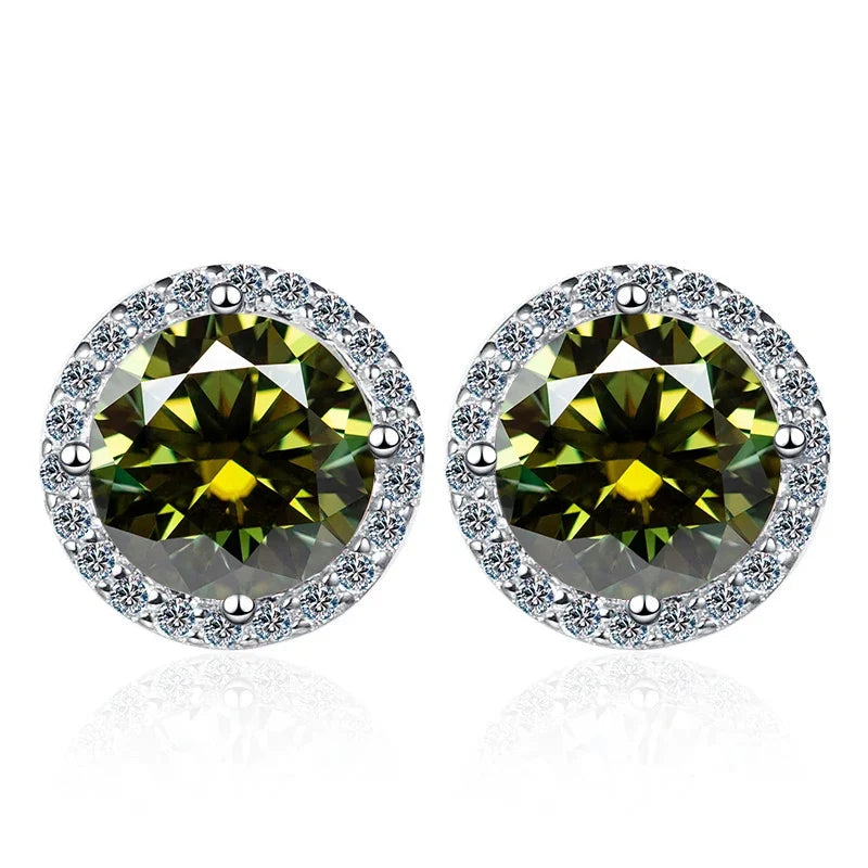Moissanite Stud Earrings 0.8ct D Color 925 Sterling Silver 18K White Gold