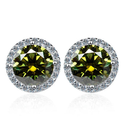 Moissanite Stud Earrings 0.8ct D Color 925 Sterling Silver 18K White Gold