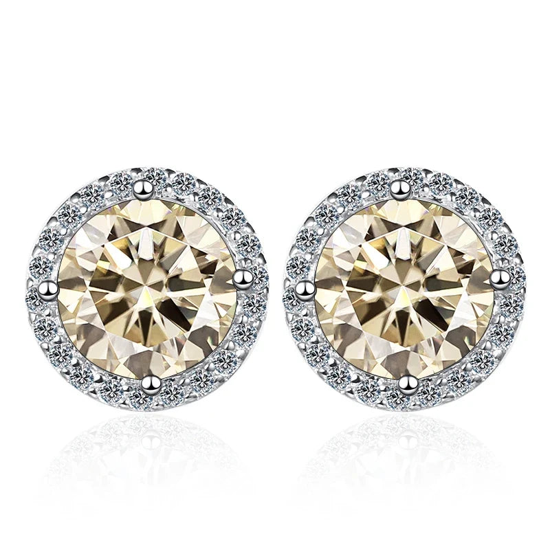 Moissanite Stud Earrings 0.8ct D Color 925 Sterling Silver 18K White Gold