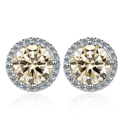 Moissanite Stud Earrings 0.8ct D Color 925 Sterling Silver 18K White Gold