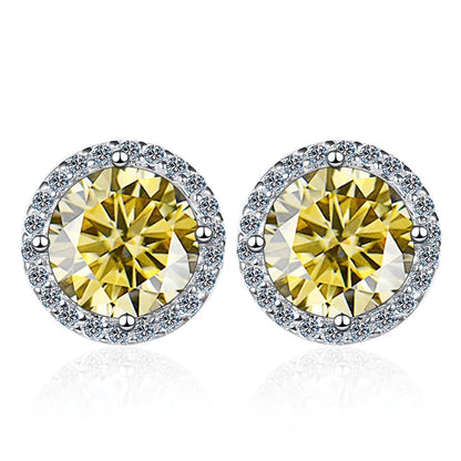 Moissanite Stud Earrings 0.8ct D Color 925 Sterling Silver 18K White Gold