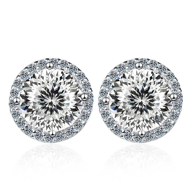 Moissanite Stud Earrings 0.8ct D Color 925 Sterling Silver 18K White Gold