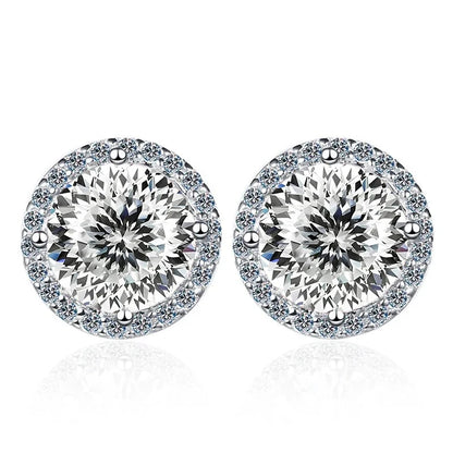 Moissanite Stud Earrings 0.8ct D Color 925 Sterling Silver 18K White Gold