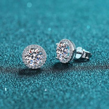 Moissanite Stud Earrings 0.8ct D Color 925 Sterling Silver 18K White Gold