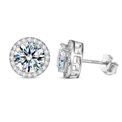 Moissanite Stud Earrings 0.8ct D Color 925 Sterling Silver 18K White Gold