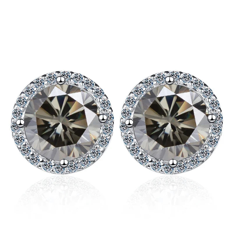 Moissanite Stud Earrings 0.8ct D Color 925 Sterling Silver 18K White Gold