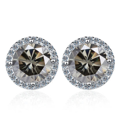 Moissanite Stud Earrings 0.8ct D Color 925 Sterling Silver 18K White Gold