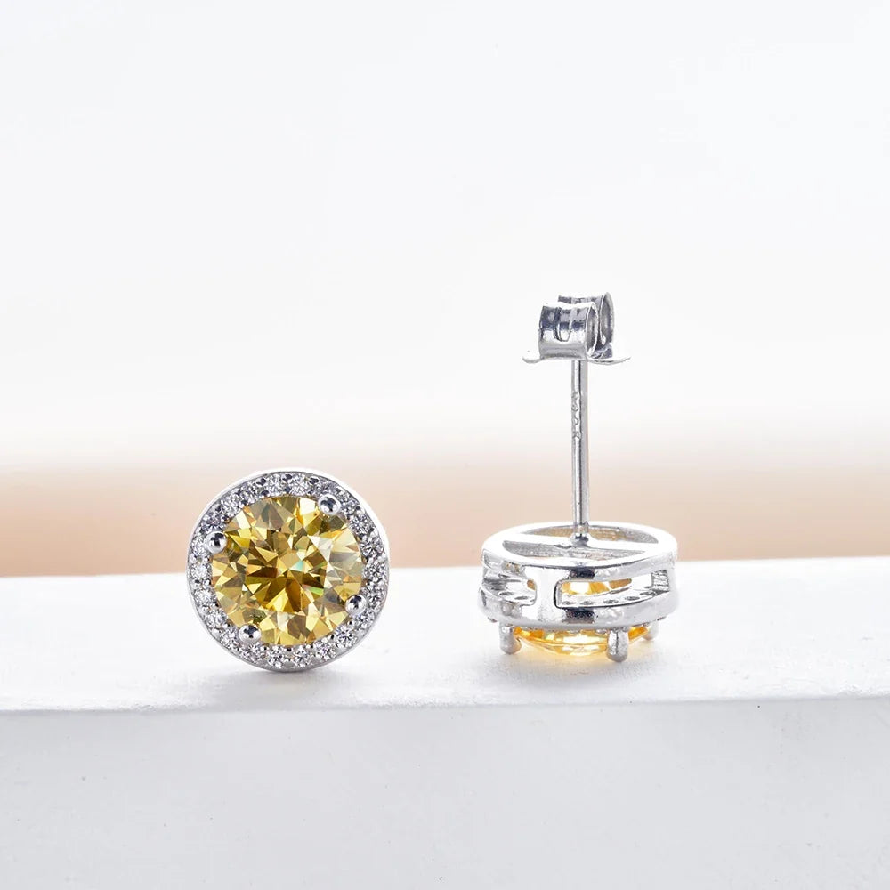 Moissanite Stud Earrings 0.8ct D Color 925 Sterling Silver 18K White Gold