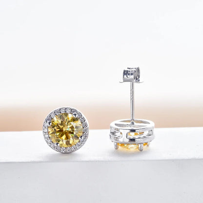 Moissanite Stud Earrings 0.8ct D Color 925 Sterling Silver 18K White Gold