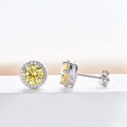 Moissanite Stud Earrings 0.8ct D Color 925 Sterling Silver 18K White Gold