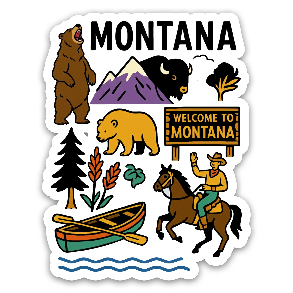 Montana State Icons Sticker