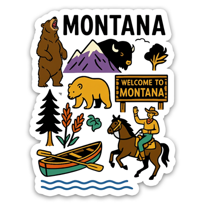 Montana State Icons Sticker