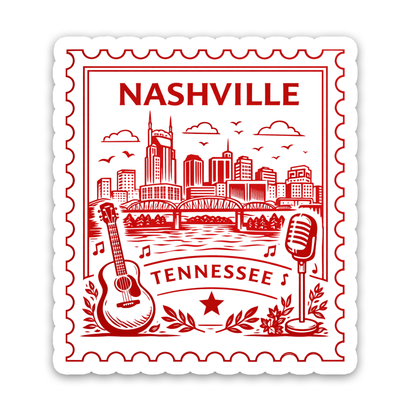 Nashville Tennessee Retro Postage Stamp Sticker