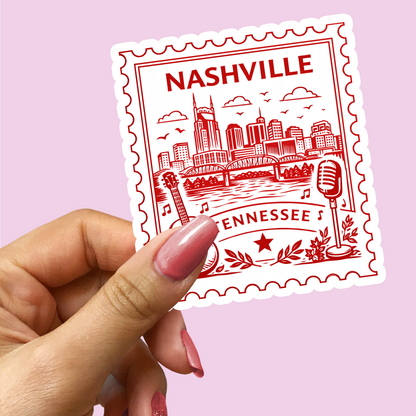 Nashville Tennessee Retro Postage Stamp Sticker