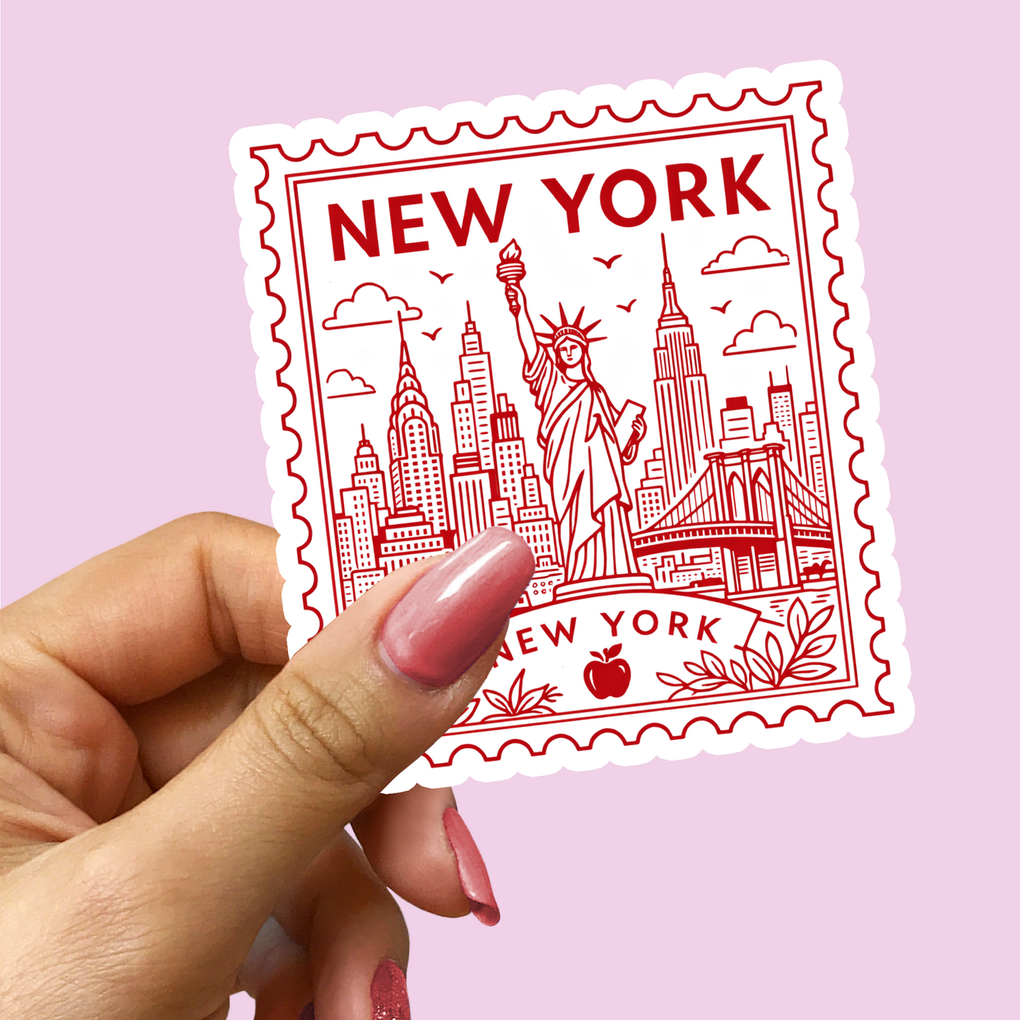 New York City Retro Postage Stamp Sticker