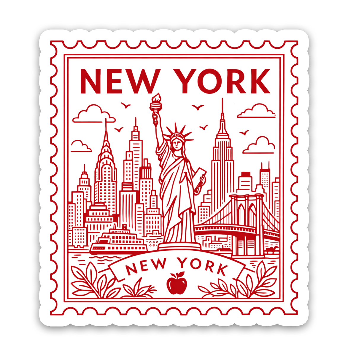 New York City Retro Postage Stamp Sticker