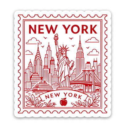 New York City Retro Postage Stamp Sticker