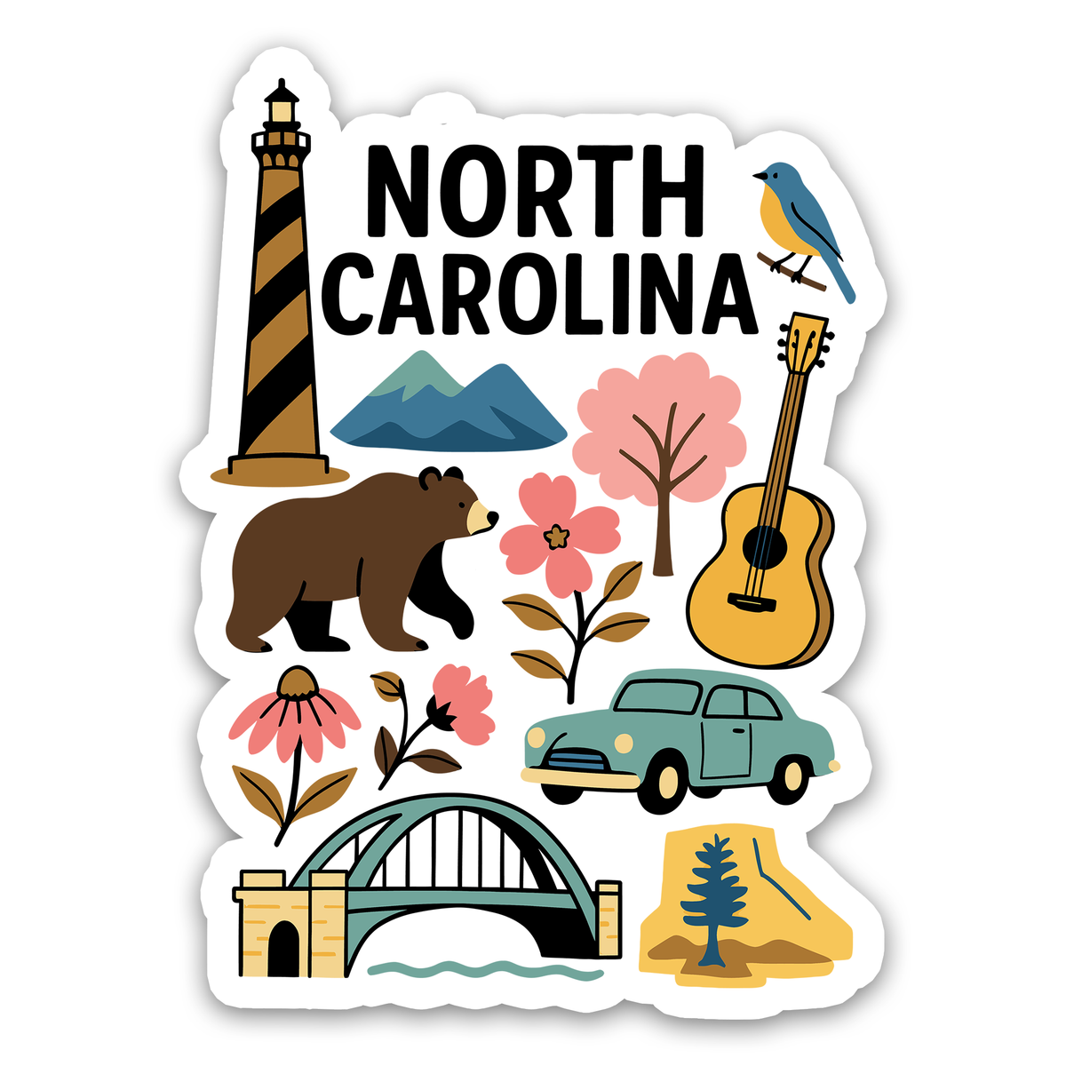 North Carolina State Icons Sticker