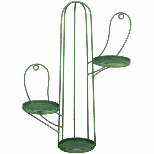 Tough 1 Cactus 3-Tier Candle Holder – Western Rustic Green Metal Décor