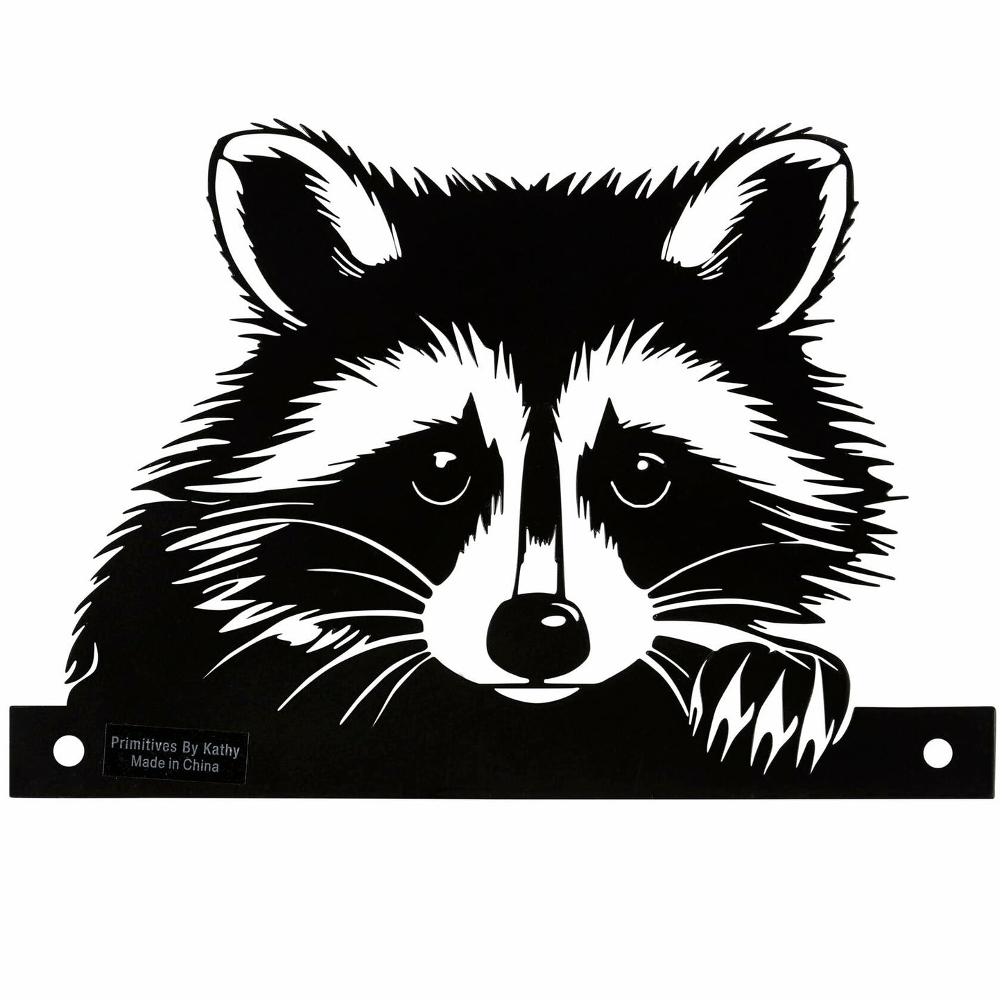Rustic Raccoon Metal Outdoor Art – Lake & Cabin Collection Fence and Railing Decor