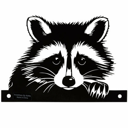 Rustic Raccoon Metal Outdoor Art – Lake & Cabin Collection Fence and Railing Decor