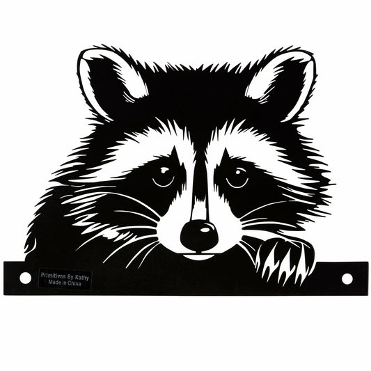 Rustic Raccoon Metal Outdoor Art – Lake & Cabin Collection Fence and Railing Decor