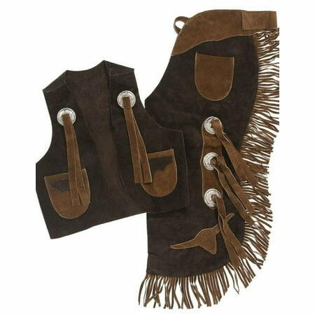 Tough-1 Kids Western Leather Chaps & Vest Set – Longhorn Design