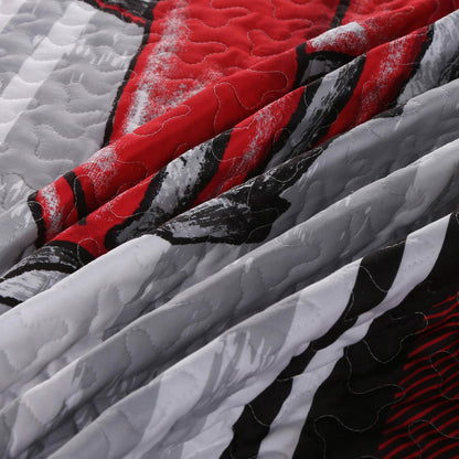 VIRAH BELLA Quilted Sherpa Throw Blanket 50" x 60" Farm Life - Red & Black Plaid Lightweight Throw Quilt Great for Loungers & Extra Bedding - Beautiful Lodge-Themed Blanket