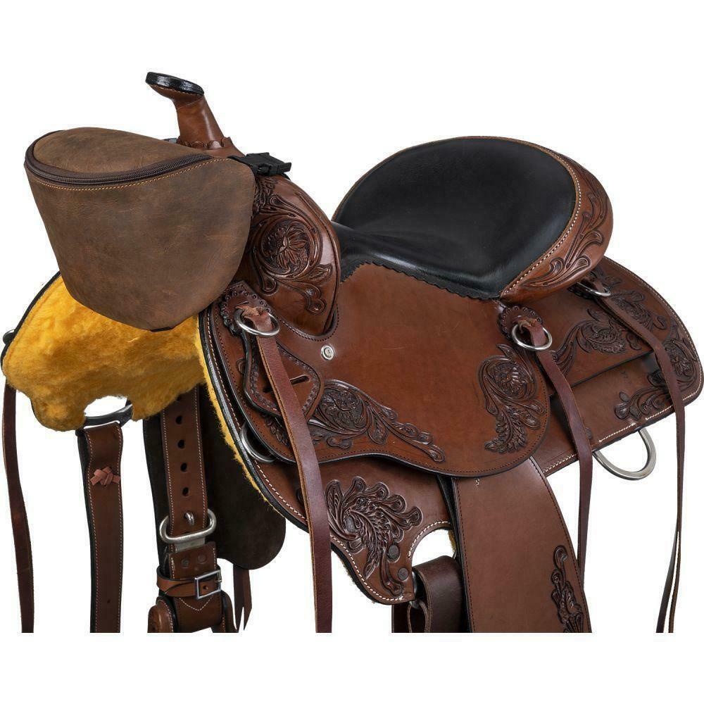 TOUGH1 SOFT LEATHER SADDLE POUCH