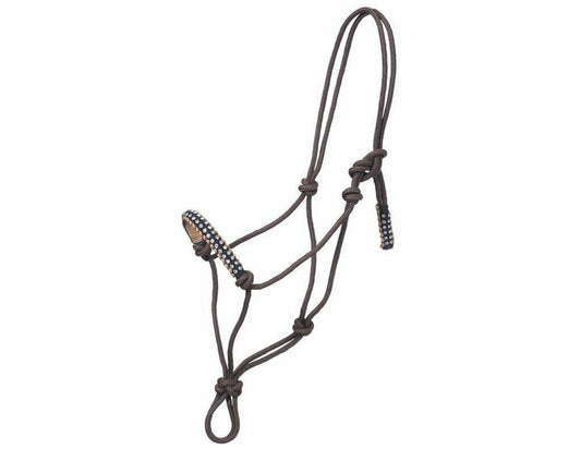 Tough-1 Mini Rope Halter w/Crystals BRN/Tan/Blk