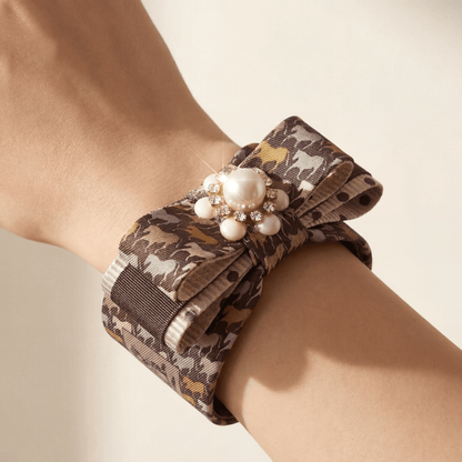 Equestrian Vintage Silk Necktie Cuff Bracelet