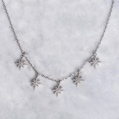 Pave CZ Star Drop Necklace