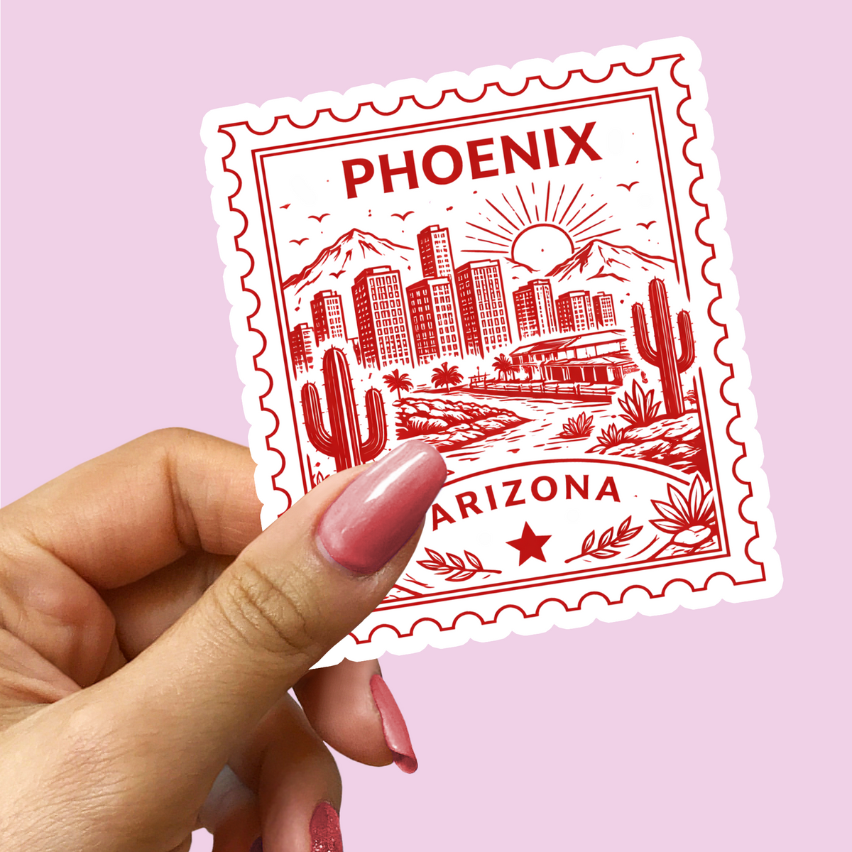 Phoenix Arizona Retro Postage Stamp Sticker