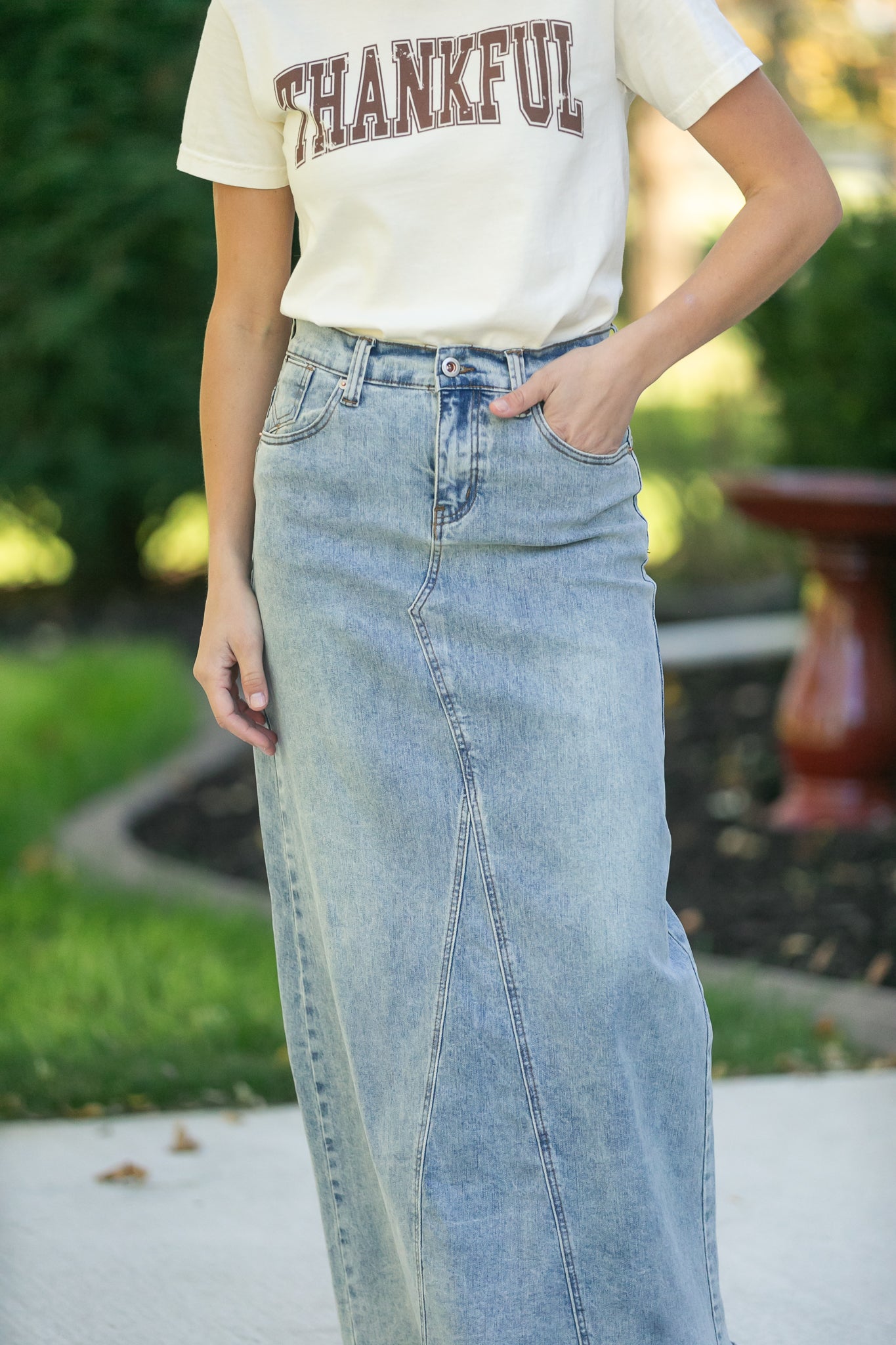 Piper A-line Long Denim Maxi Skirt - FINAL SALE