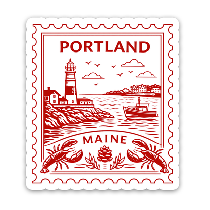 Portland Maine Retro Postage Stamp Sticker