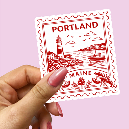 Portland Maine Retro Postage Stamp Sticker
