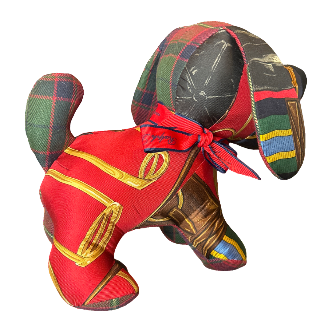 Equestrian Vintage Silk Scarf Loyal Puppy