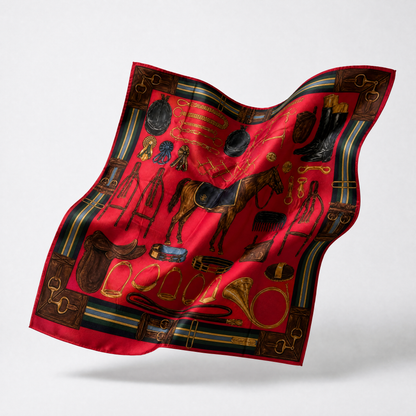 Equestrian Red Vintage Silk Scarf Pillows