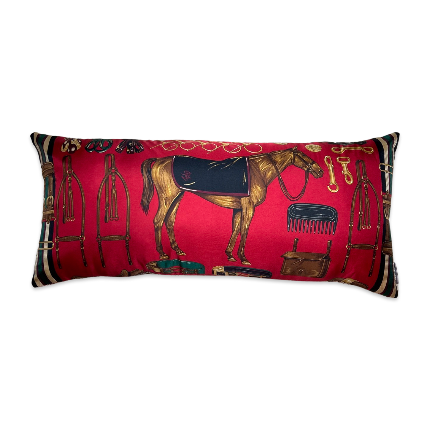 Equestrian Red Vintage Silk Scarf Pillows