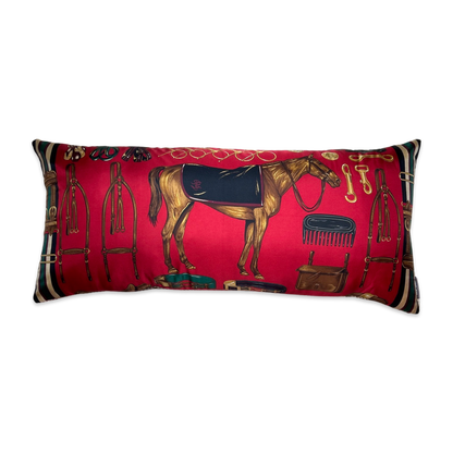 Equestrian Red Vintage Silk Scarf Pillows