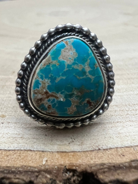 Randy Billy Navajo Sterling Silver Ring with Royston Turquoise — Size 9.5 (Hallmark Randy Billy)
