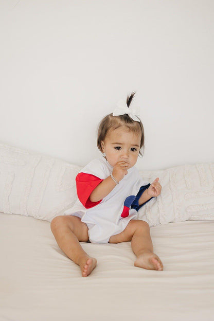 Red, White & Blue Colorblock Pocket T-Shirt Romper