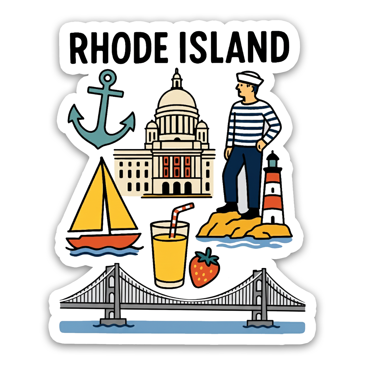 Rhode Island State Icons Sticker