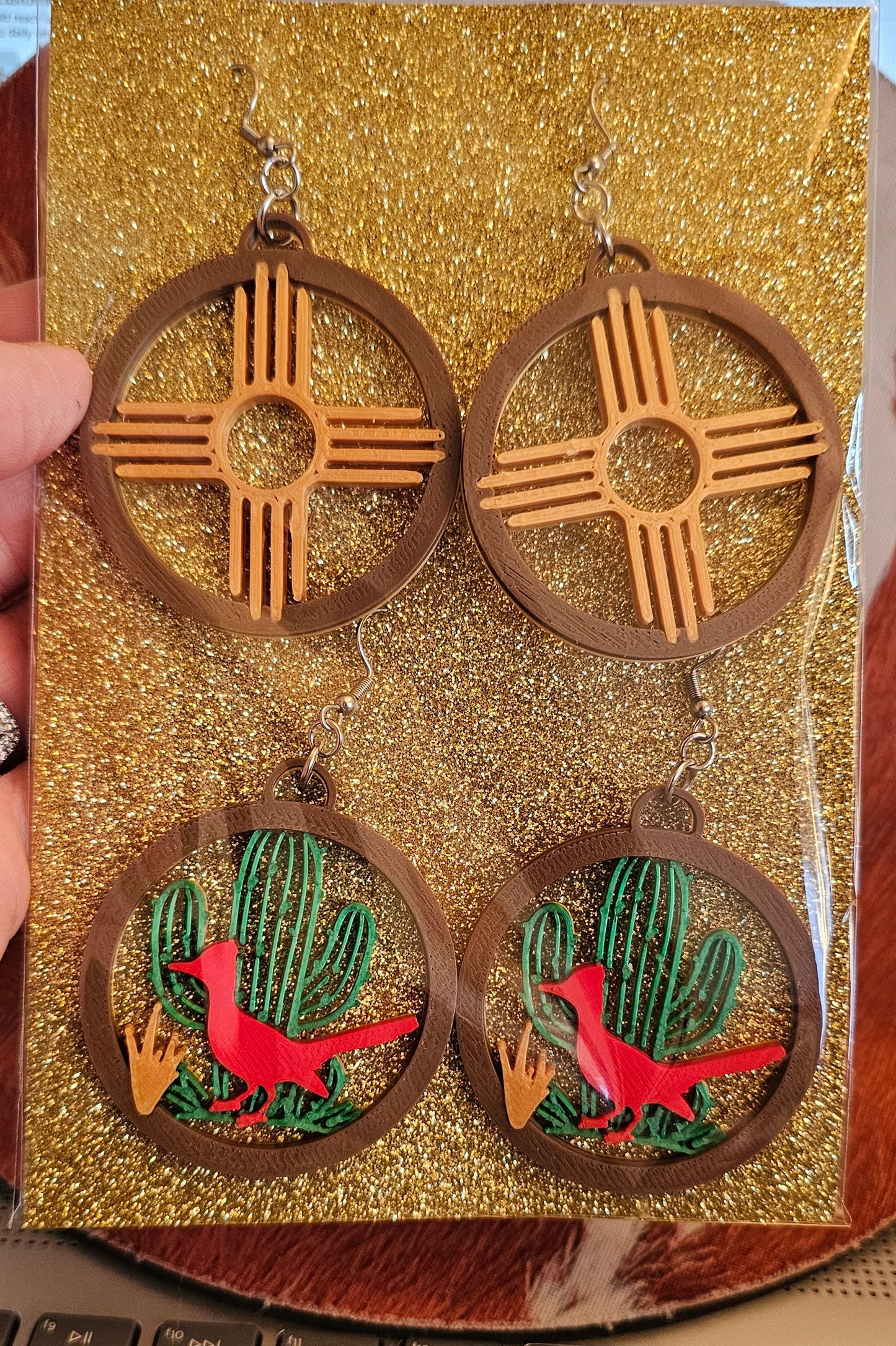 3D Print Zia New Mexico Cactus Earrings Made in America