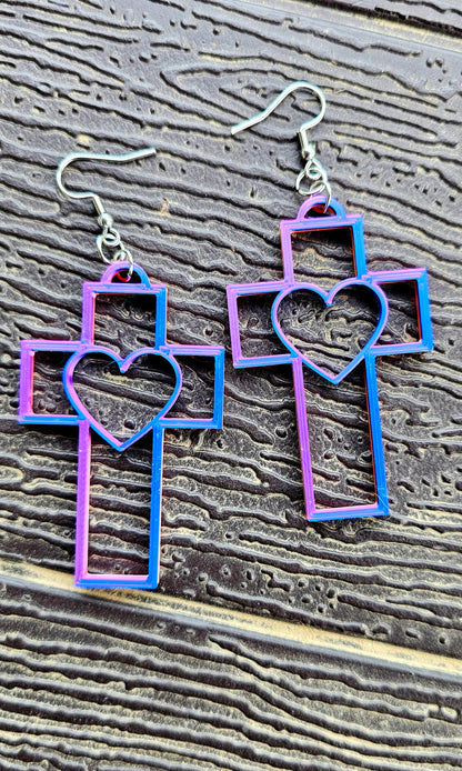 3D Print Christian Cross Faith Earrings Made in America