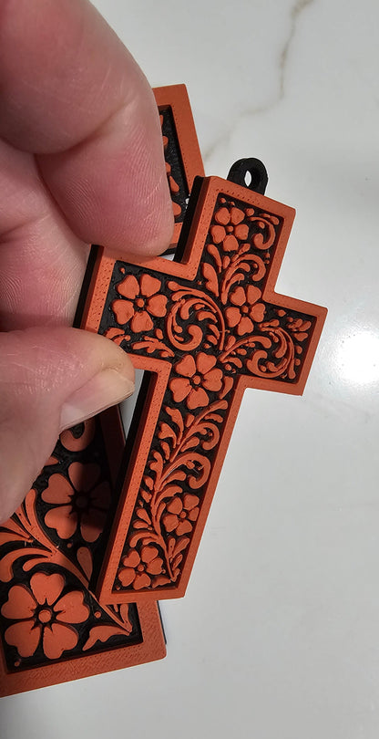 Baha Ranch 3D Faith Tooled Wall Cross or Keychain/Purse Charm Made in America